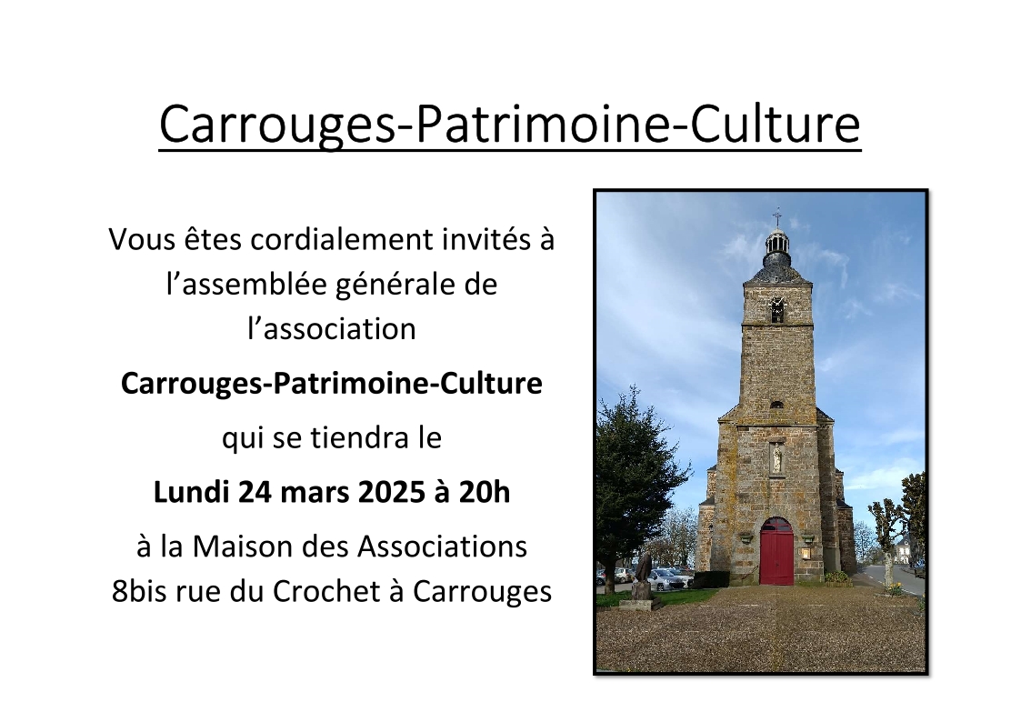 Carrouges-Patrimoine-Culture : Assemblée Générale